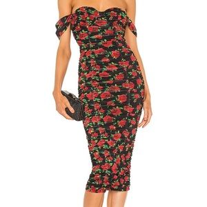 Revolve NBD Robin midi dress in black & red floral